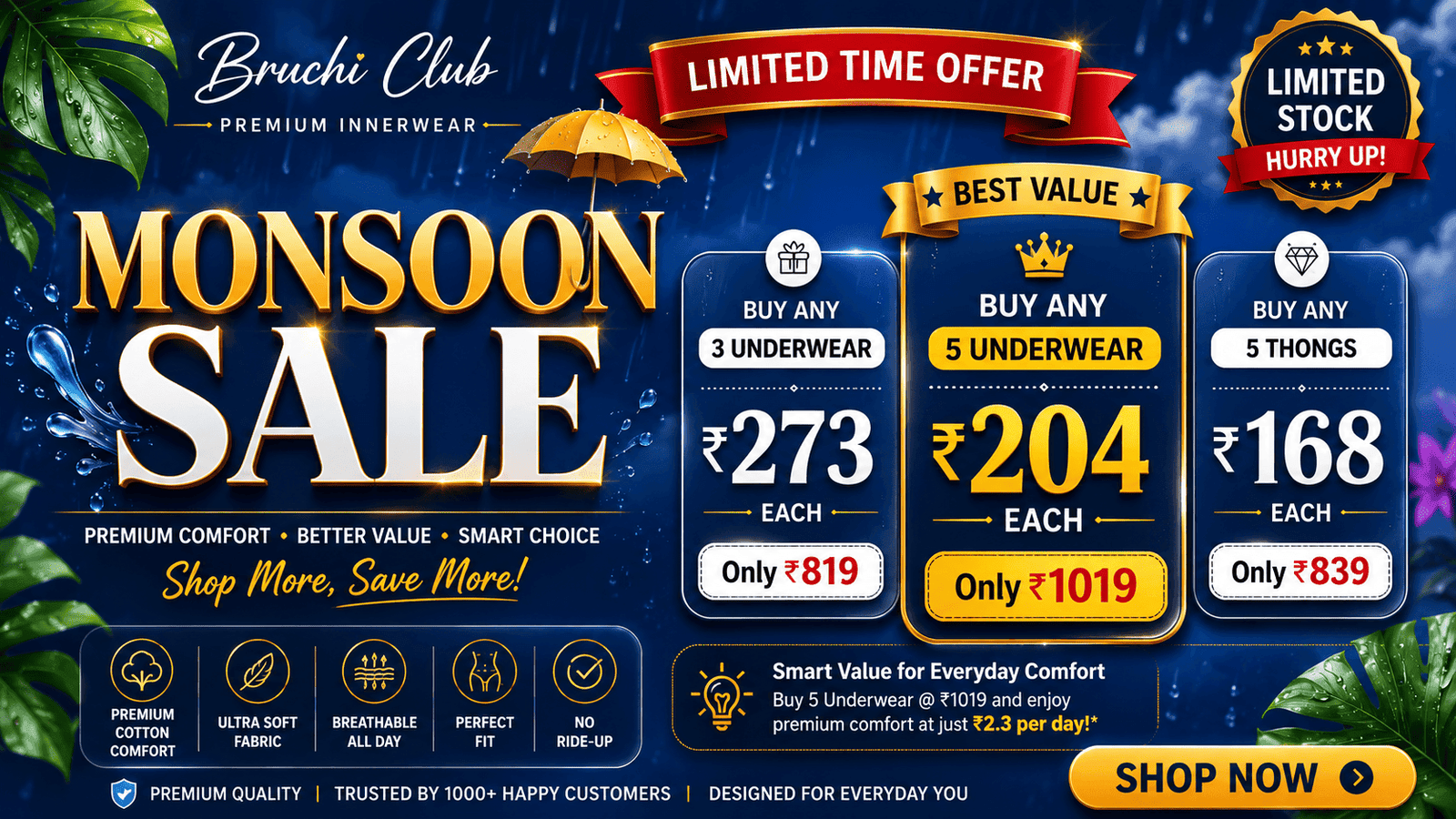 Bruchi Club Monsoon Sale: Premium Underwear पर सबसे Best Value Offer, जिसे Miss नहीं करना चाहिए